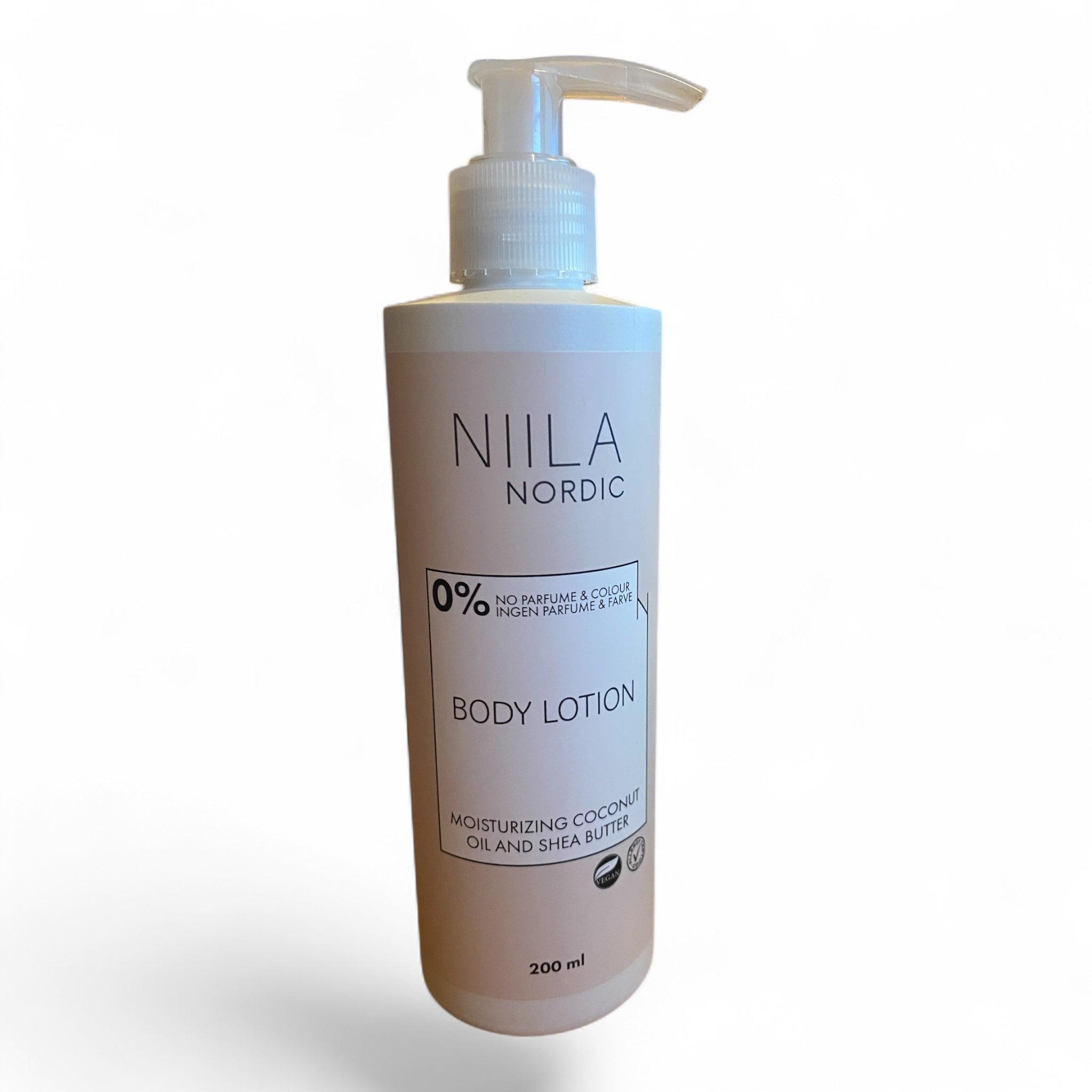 Niila Body Lotion 200 ml med kokosolie og sheasmør til huden efter hårfjerning