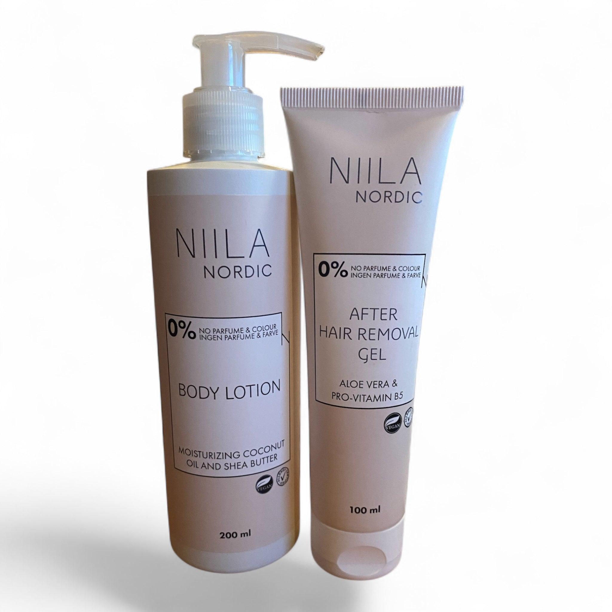 Niila Skin Recovery Kit, 2-trins plejesæt med PostTreatment Gel og Body Lotion